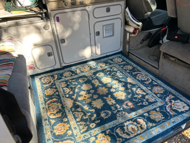 Dude's Rug for Vanagon 1980 - 1991 Turkish weave rug for your bus blue