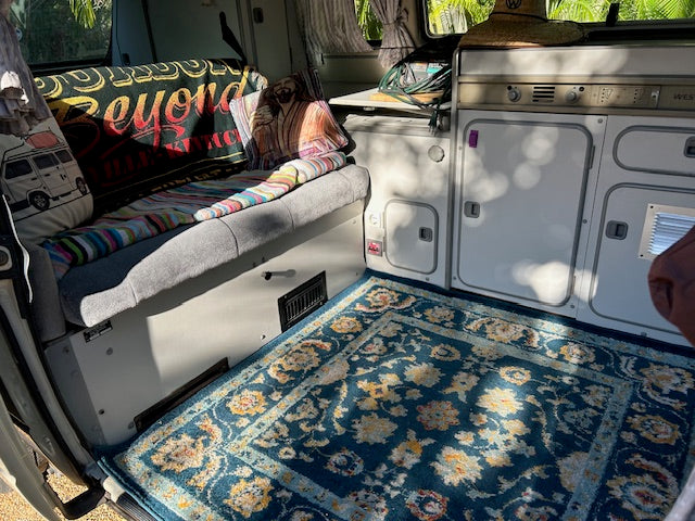Dude's Rug for Vanagon 1980 - 1991 Turkish weave rug for your bus blue